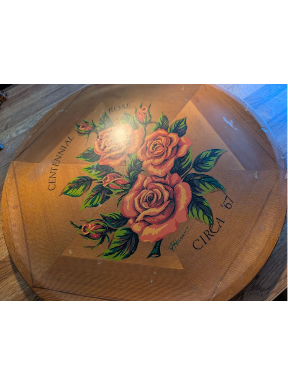 Vintage Home Decor Centennial Rose Wooden Plaque Brown Orange